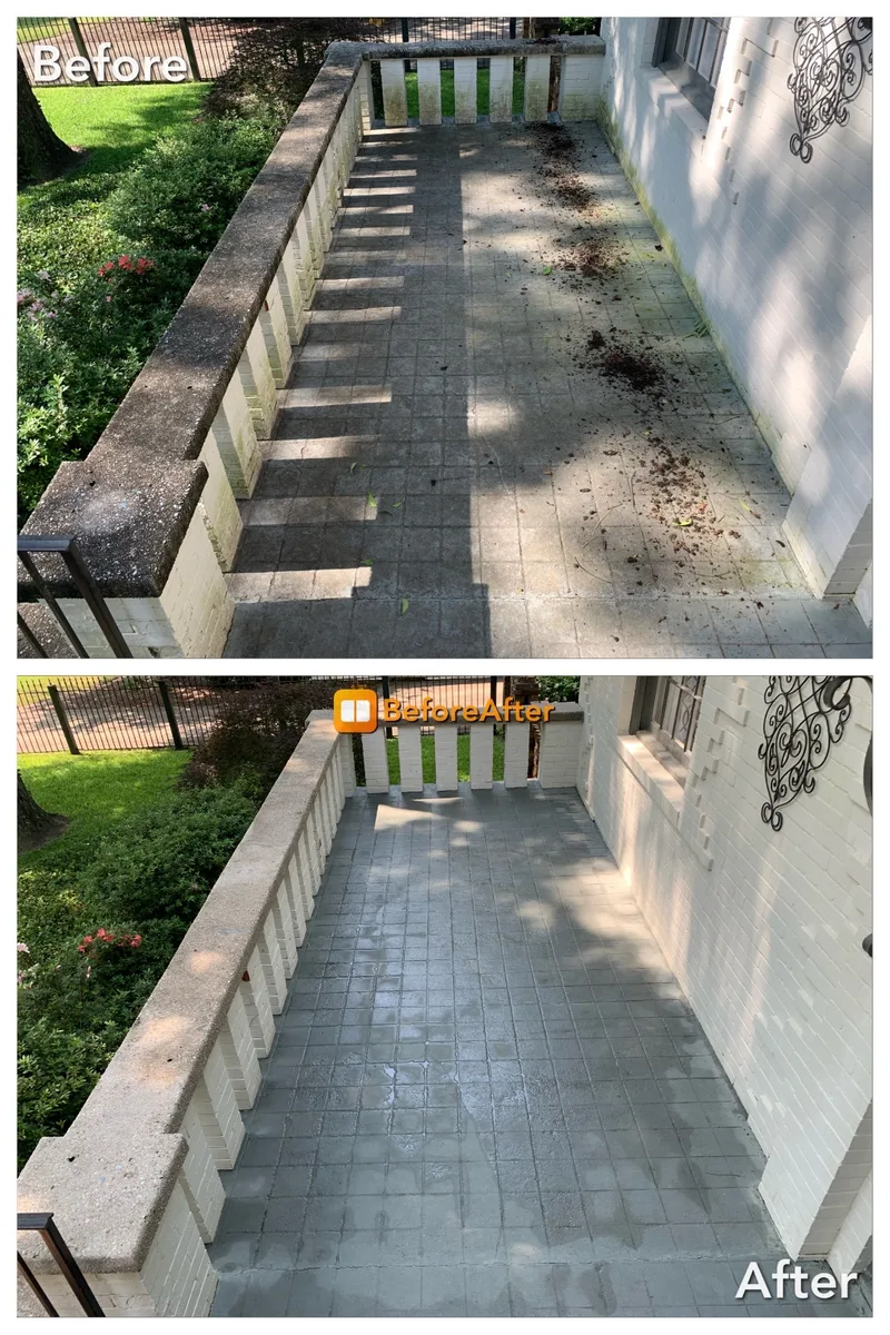Before and after concrete slab cleaning result